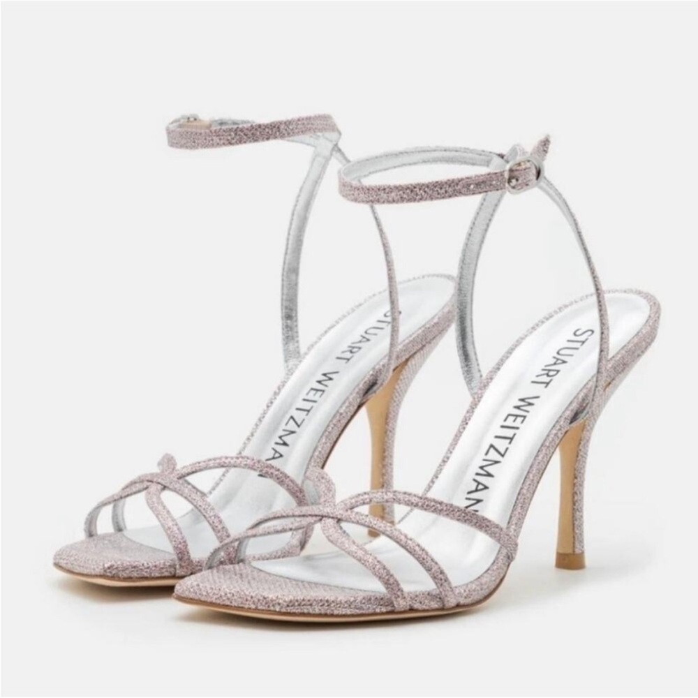 Stuart Weitzman Pink Metallic Sandal Heels